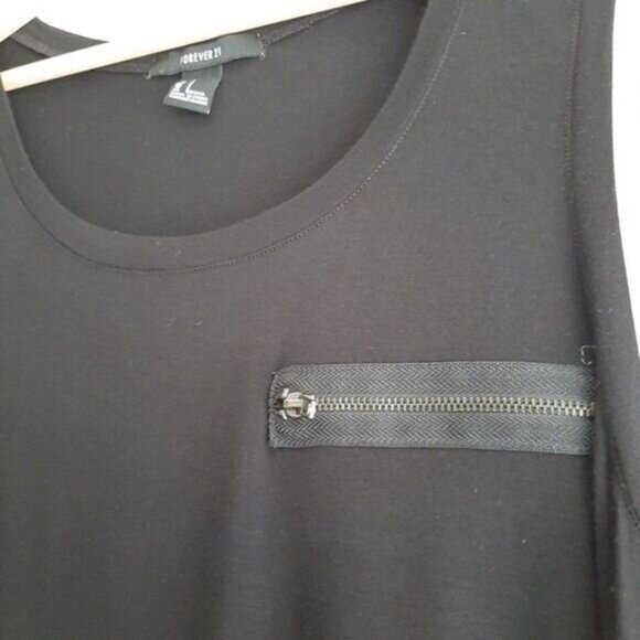 FOREVER 21 Tank top Scoop Neck Hi-Low Hem Black Sz S - Picture 4 of 8